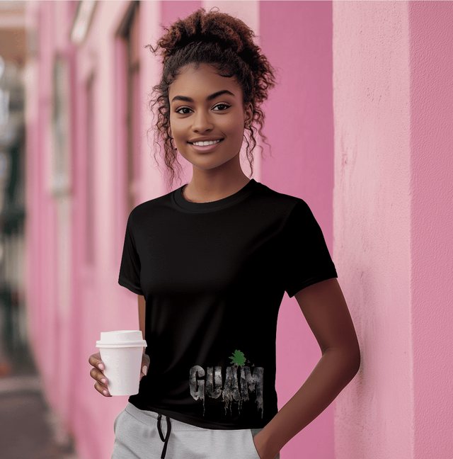 Guam graphic tee on model