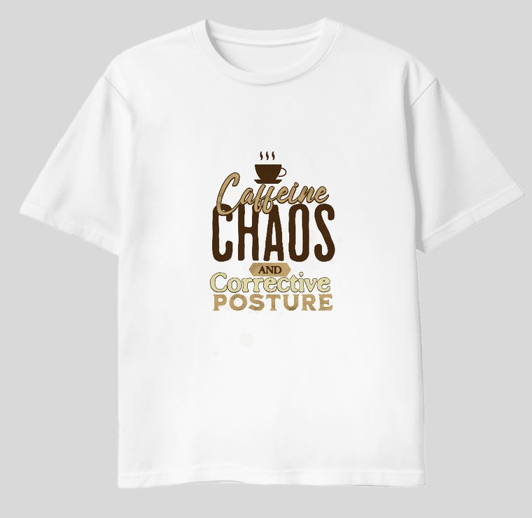 Custom DTF-printed Caffeine Chaos t-shirt